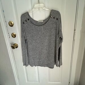 Gray Button-Detail Sweater